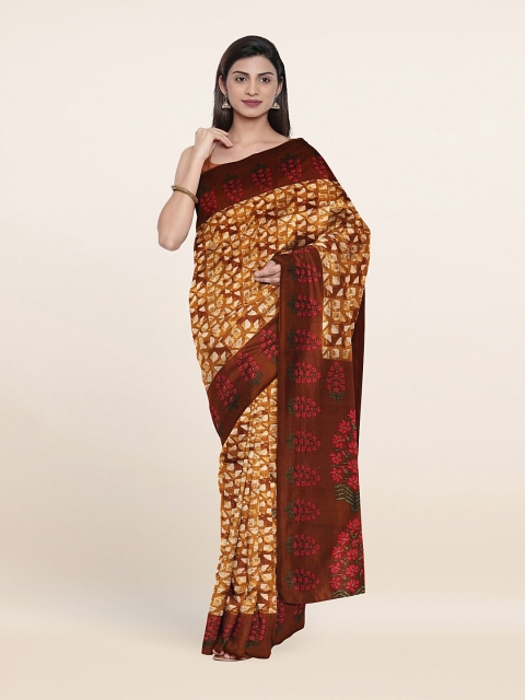 

Pothys Brown & Maroon Batik Saree