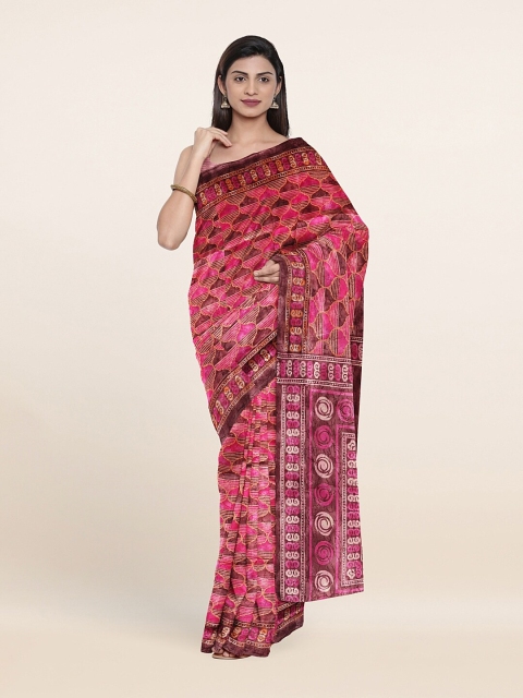 

Pothys Pink & Violet Abstract Print Saree