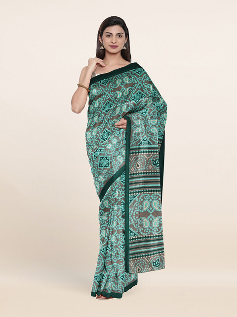 

Pothys Green & Grey Paisley Zari Saree