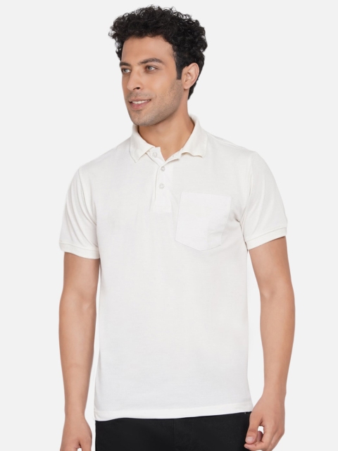

Dais Men White Polo Collar T-shirt