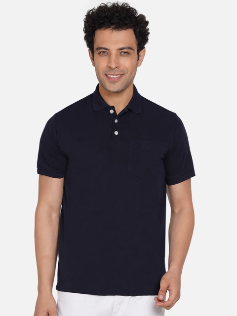 

Dais Men Navy Blue Polo Collar T-shirt