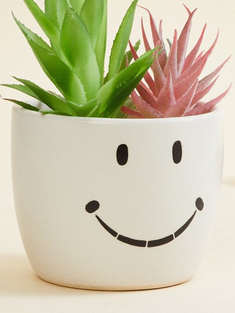 

Home Centre White Printed Ceramic Planter