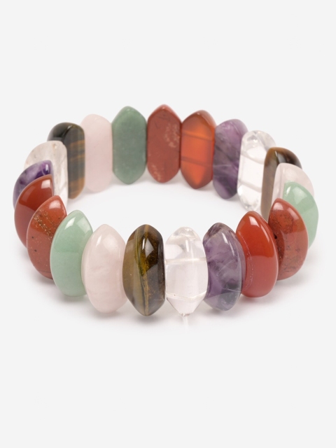 

BuckleUp White & Green Chakra Round Artificial Stone Bracelet