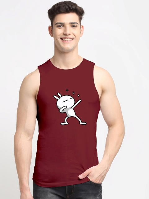 

Friskers Men Maroon Printed Cotton Innerwear Vests