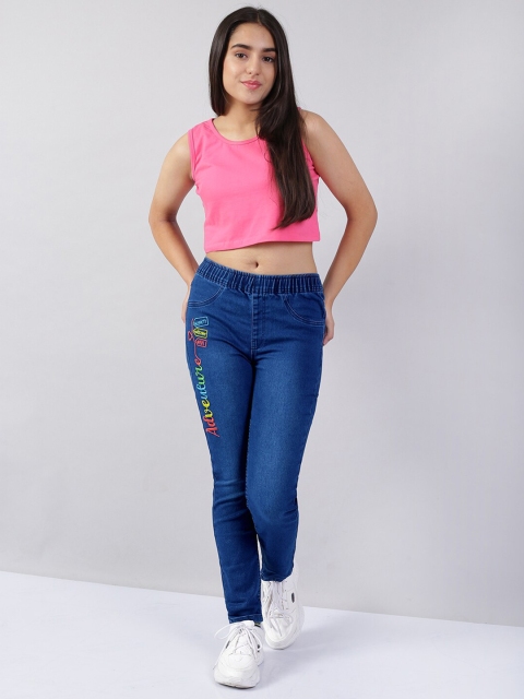 

Naughty Ninos Girls Blue Light Fade Embroidered Stretchable Jeans