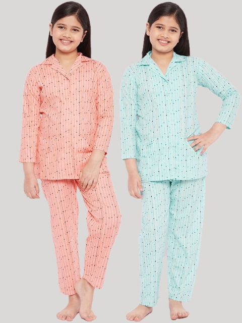 

KYDZI Girls Pink & Blue Printed Night suit