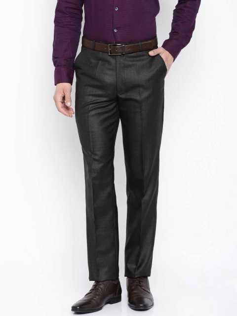 

Independence Men Black Self-Design Slim Fit Formal Trousers