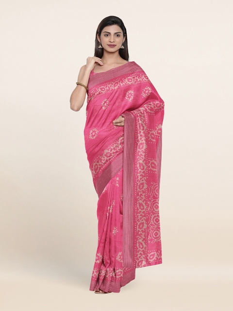 

Pothys Pink & Beige Floral Saree