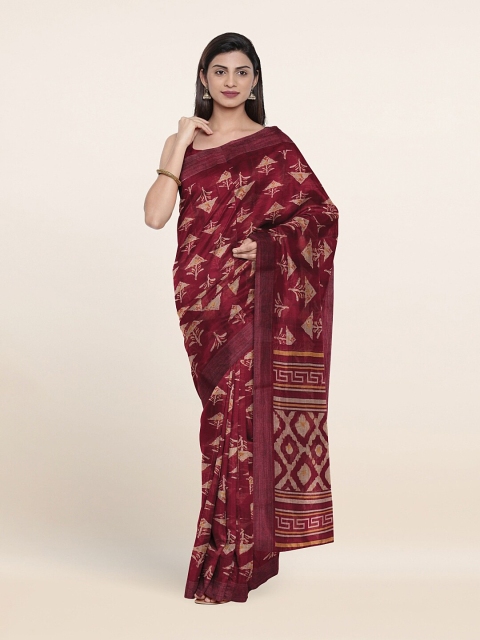 

Pothys Maroon Linen Blend Saree