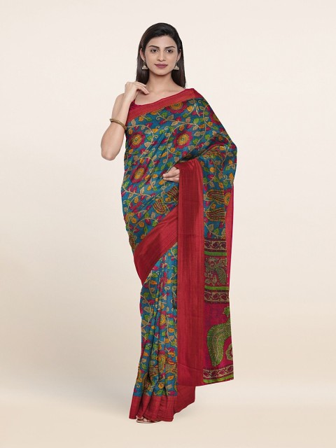 

Pothys Blue & Red Floral Saree
