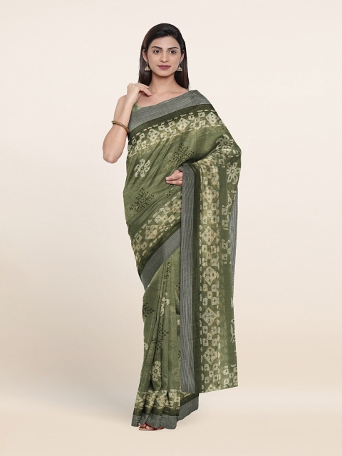 

Pothys Green & Beige Ethnic Motifs Saree