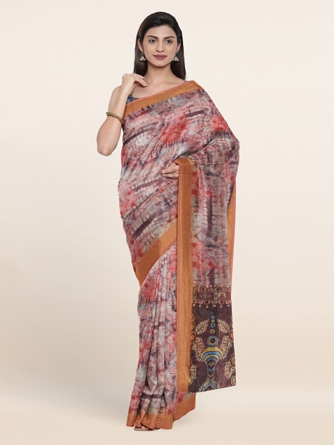 

Pothys Brown & Peach-Coloured Jute Silk Saree