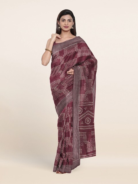 

Pothys Maroon & Off White Ethnic Motifs Saree