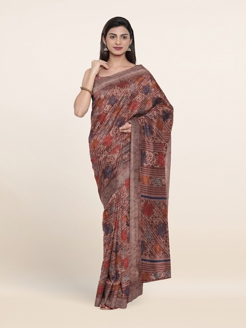 

Pothys Mauve & White Floral Linen Blend Saree