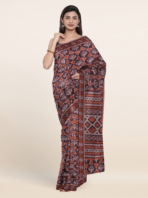 

Pothys Purple & Orange Floral Jute Silk Saree