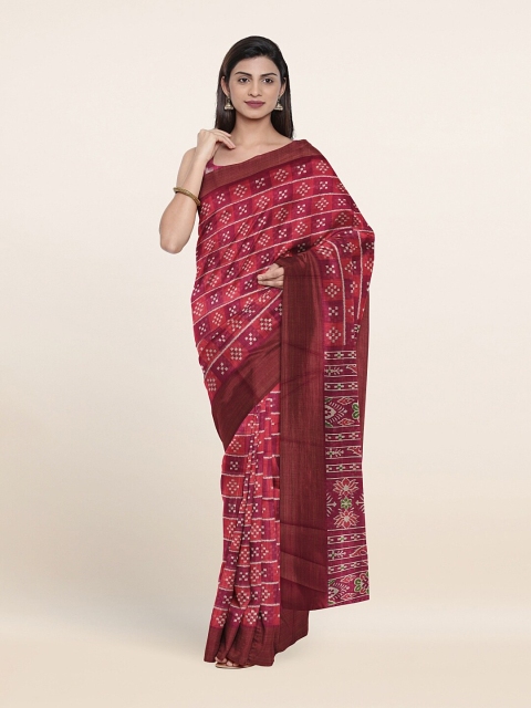 

Pothys Pink & Maroon Floral Zari Saree