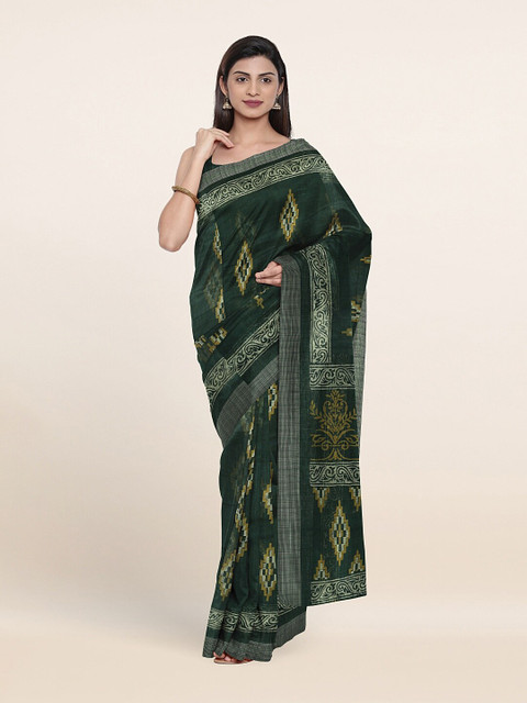 

Pothys Green & White Printed Saree