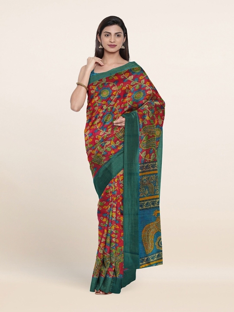 

Pothys Pink & Blue Floral Saree