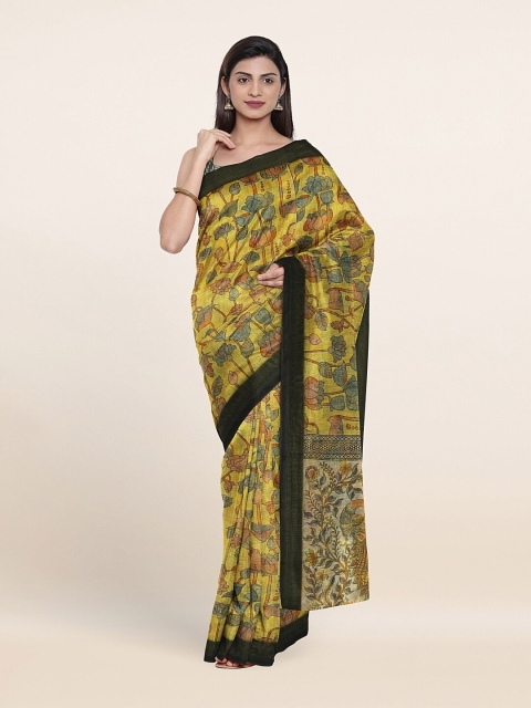 

Pothys Yellow & Black Floral Jute Silk Saree