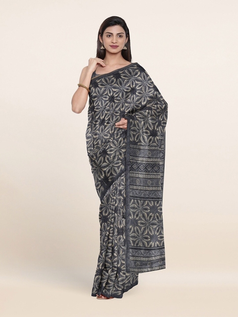 

Pothys Blue Floral Jute Silk Saree