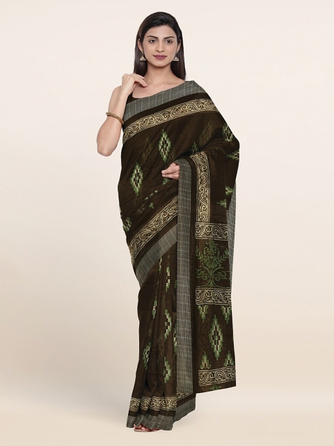 

Pothys Brown & Green Printed Saree