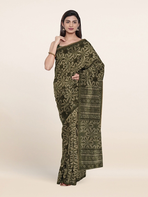 

Pothys Green Floral Jute Silk Saree
