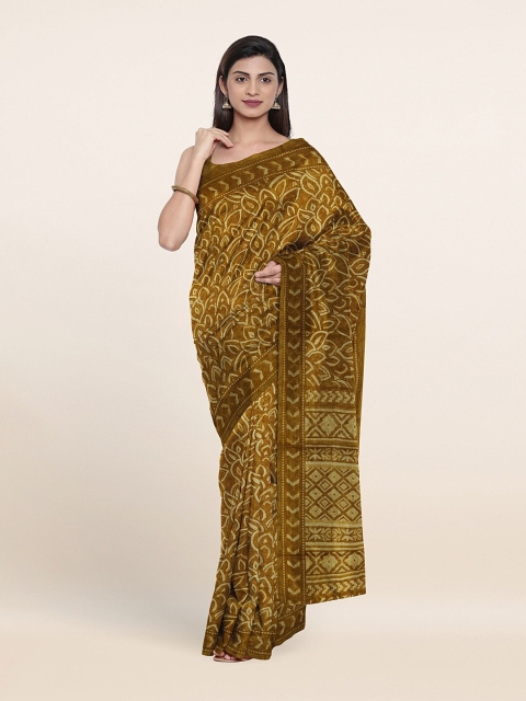 

Pothys Mustard Floral Jute Silk Saree