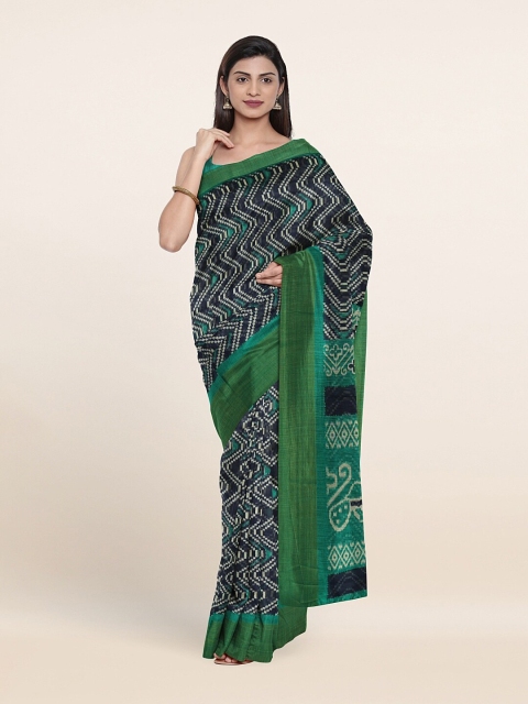 

Pothys Blue & Green Ethnic Motifs Saree