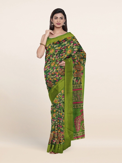 

Pothys Green & Magenta Ethnic Motifs Printed Saree