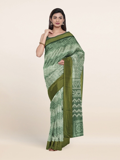 

Pothys Green Zari Cotton Blend Saree