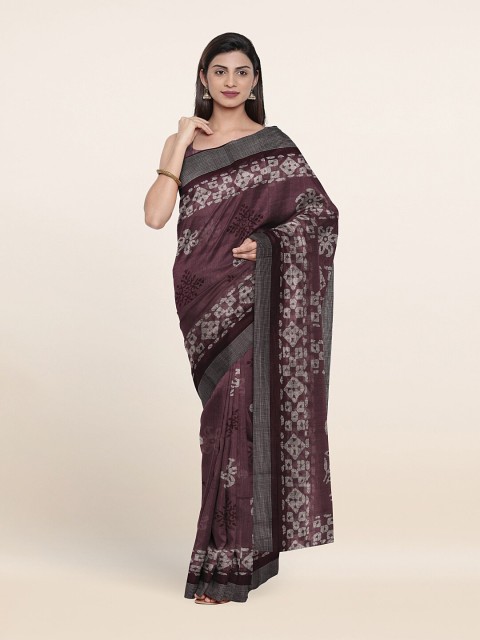 

Pothys Purple & Grey Floral Printed Saree