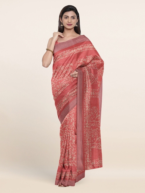 

Pothys Pink & Grey Batik Printed Saree