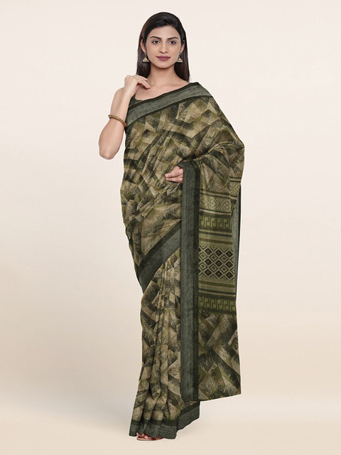 

Pothys Green Linen Blend Saree