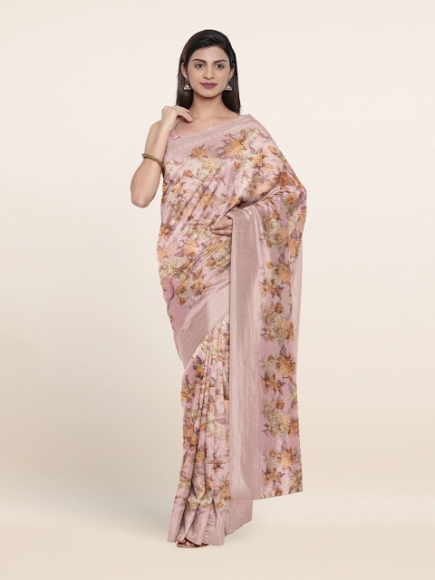 

Pothys Pink & Yellow Floral Saree