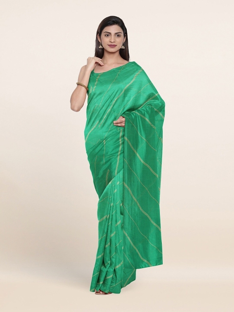 

Pothys Green & Golden Striped Saree