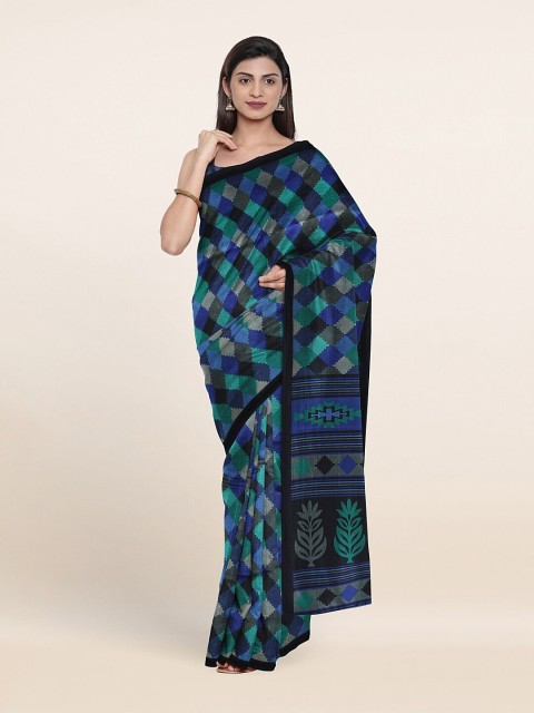 

Pothys Blue & Green Poly Chiffon Saree