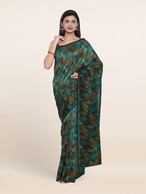 

Pothys Blue & Maroon Poly Chiffon Saree