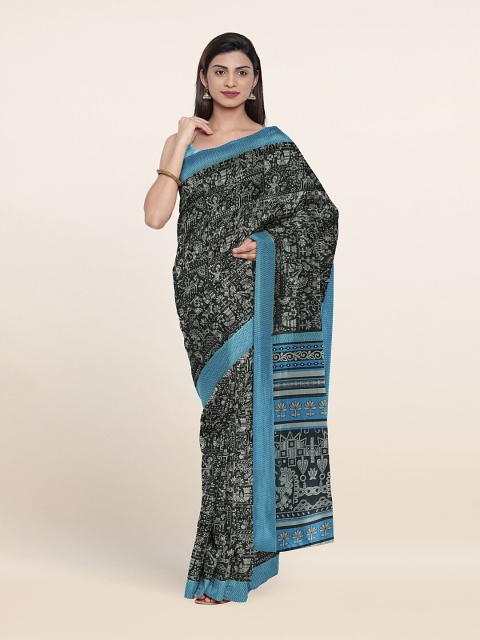 

Pothys Black & Grey Ethnic Motifs Poly Chiffon Saree