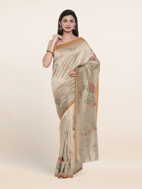 

Pothys Mauve & Green Floral Printed Saree