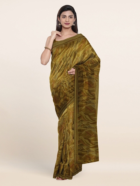 

Pothys Green & Brown Floral Printed Saree