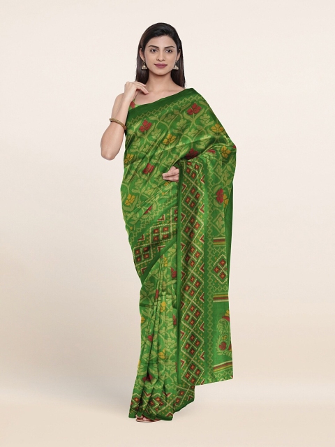 

Pothys Green & Yellow Ethnic Motifs Printed Saree