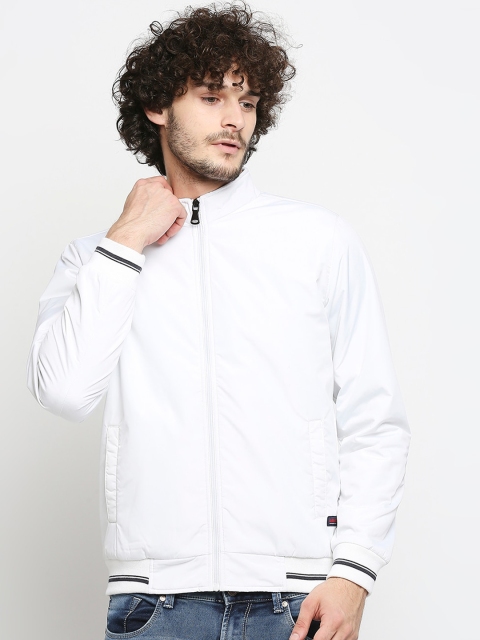 

SPYKAR Men White Camouflage Striped Varsity Jacket