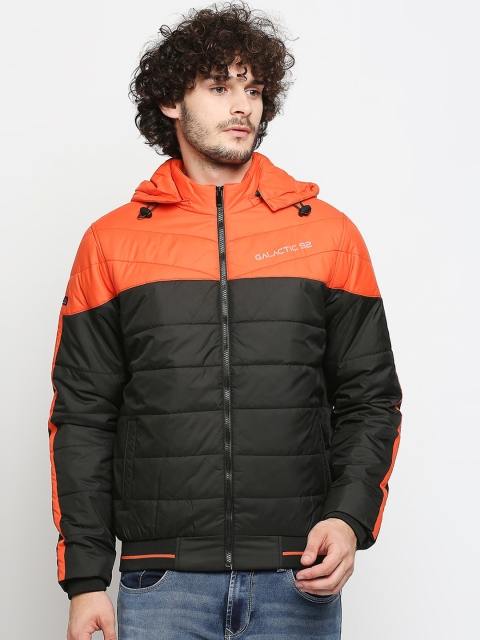 

SPYKAR Men Orange Colourblocked Puffer Jacket with Patchwork