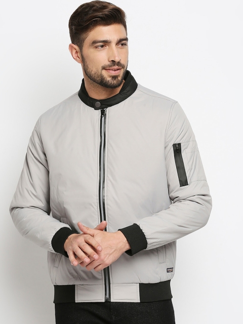 

SPYKAR Men Grey Colourblocked Bomber with Patchwork Jacket