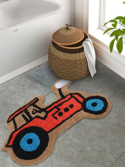 

S9home by Seasons Kids Multicoloured Tractor Bath Rug, Multi