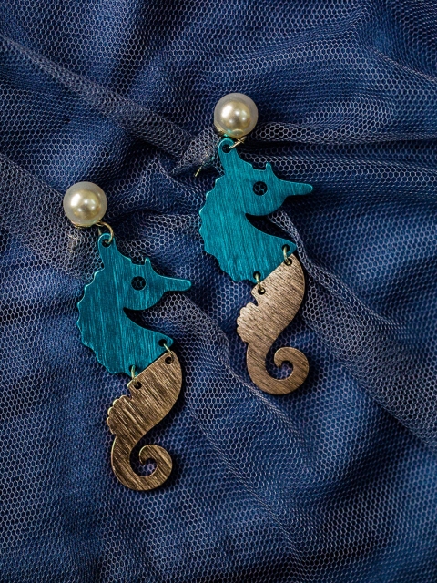 

Ishhaara Blue Sea Horse Earrings