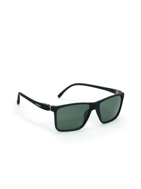 

SUNNIES Unisex Green Lens & Black Rectangle Sunglasses with UV Protected Lens