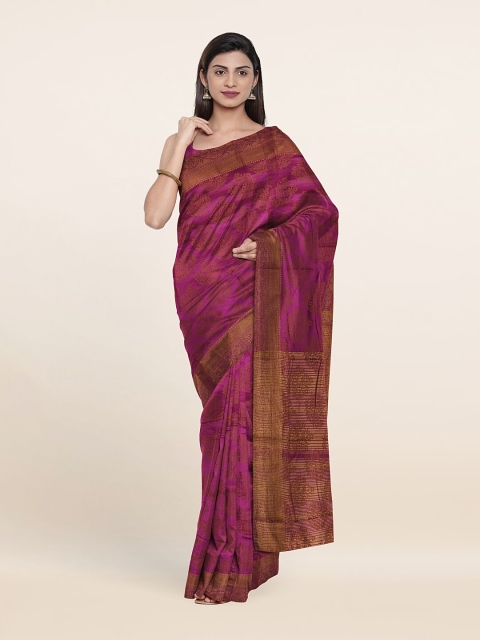 

Pothys Magenta & Brown Woven Design Saree