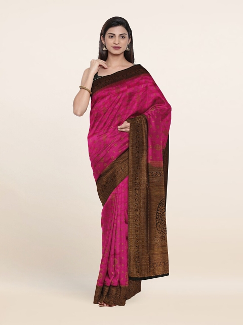 

Pothys Pink & Brown Zari Art Silk Saree