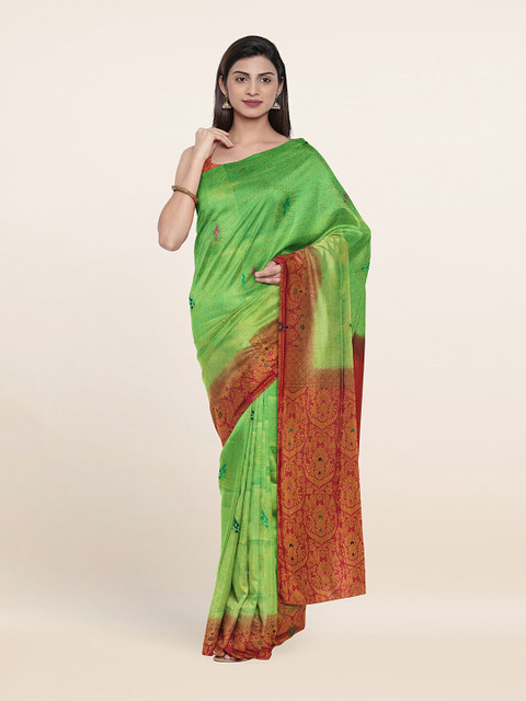 

Pothys Green & Red Woven Design Zari Art Silk Saree